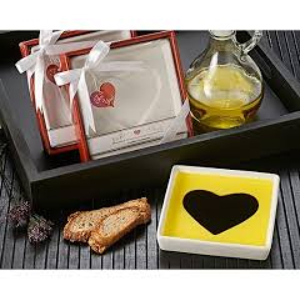 Heart Shaped Olive Oil And Vinegar Dipping Plate